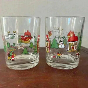 Jamestown, The Joy of Christmas, 14oz Glassware, Old Fashioned, Set of 2 60s